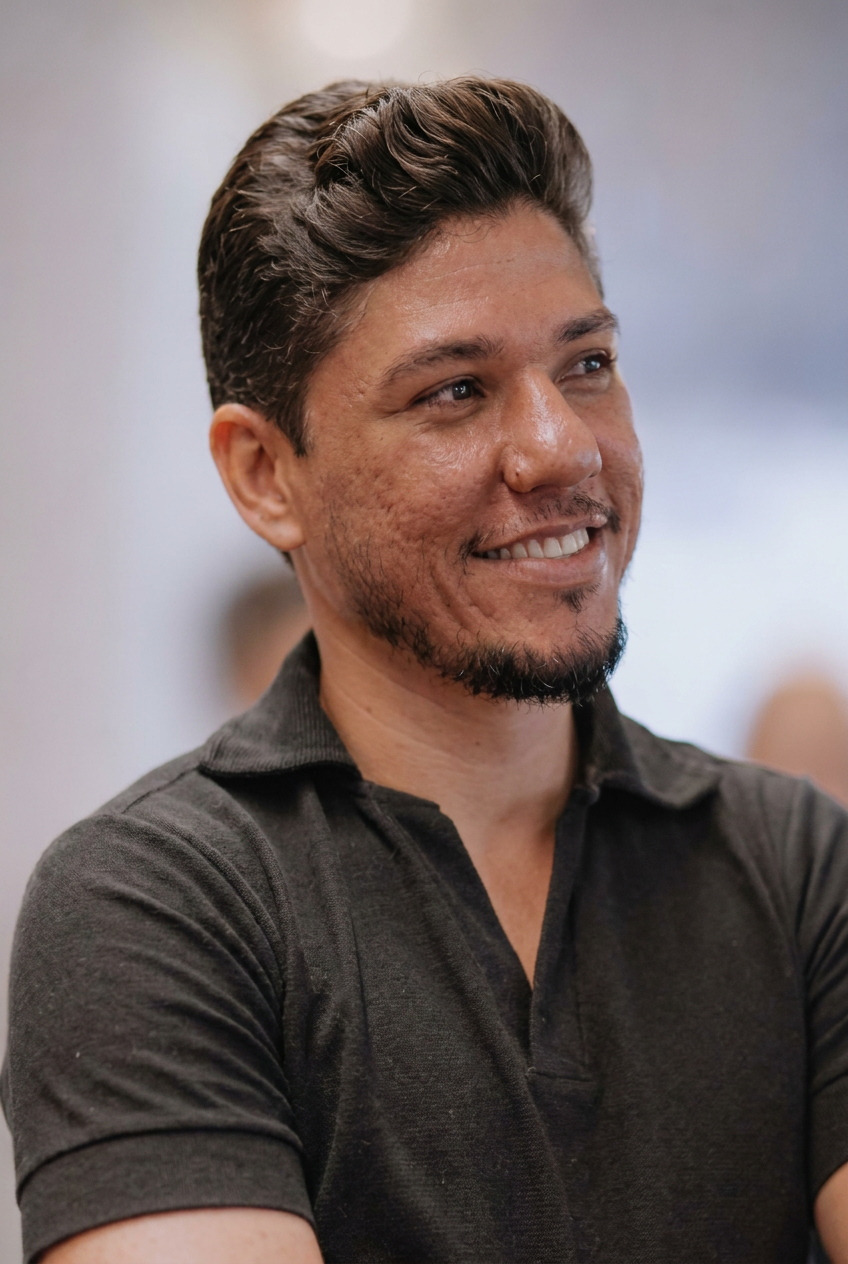 Barbeiro da AUX Barbearia em atendimento